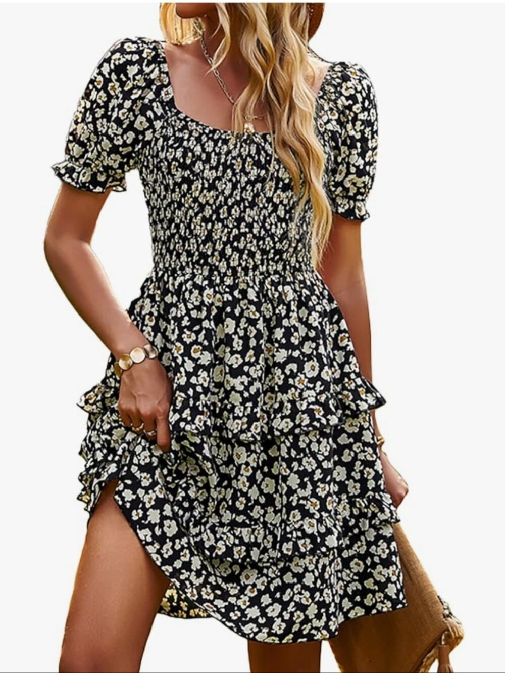 Smocked Ruffle Tiered Dress